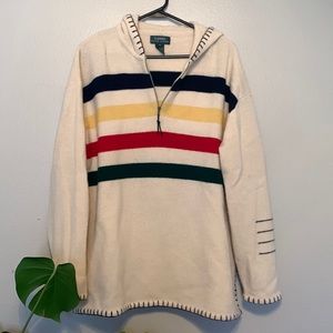 RARE Ralph Lauren Hudson Bay 100% lambswool sweater w/ whip stitching